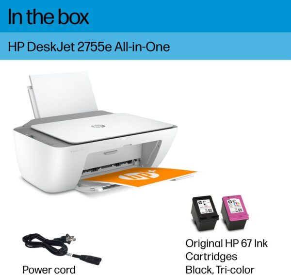 HP DeskJet 2755e Wireless Color inkjet-printer, Print, scan, copy, Easy setup, Mobile printing, Best-for home, 3 months of Instant Ink included,white - Image 5