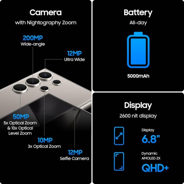 SAMSUNG Galaxy S24 Ultra Cell Phone, 512GB AI Smartphone, Unlocked Android, 200MP, 100x Zoom Cameras, Long Battery Life, S Pen, US Version, 2024, Titanium Black - Image 9