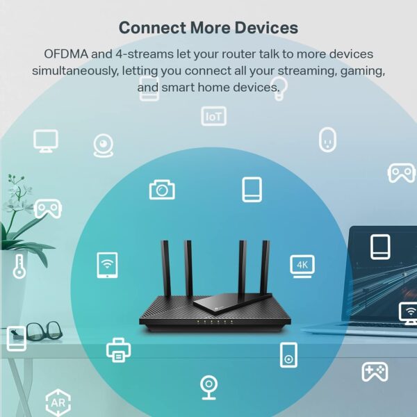 TP-Link AX3000 WiFi 6 Router – 802.11ax Wireless Router, Gigabit, Dual Band Internet Router, VPN Router, OneMesh Compatible (Archer AX55) - Image 4