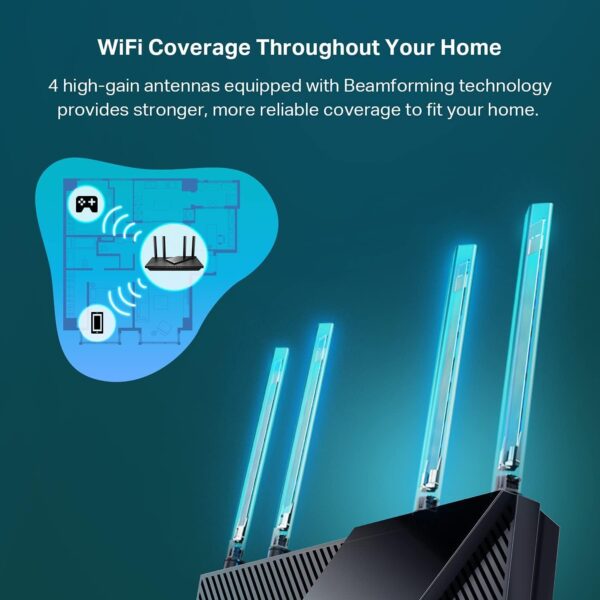 TP-Link AX3000 WiFi 6 Router – 802.11ax Wireless Router, Gigabit, Dual Band Internet Router, VPN Router, OneMesh Compatible (Archer AX55) - Image 5