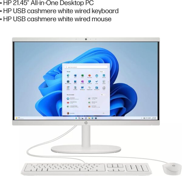 HP All-in-One Desktop Computer - 21.5" FHD Display, Intel Celeron J4025, Webcam, WiFi 6, HDMI, Windows 11 Pro, with Microsoft Office Lifetime License & Wireless Silent Mouse (8 GB RAM | 512 GB SSD) - Image 7