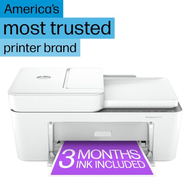 HP DeskJet 4255e Wireless All-in-One Color Inkjet Printer, Scanner, Copier, Best-for-Home, 3 Months of Ink Included (588S6A) - Image 3