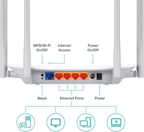 TP-Link AC1200 WiFi Router (Archer A54) - Dual Band Wireless Internet Router, 4 x 10/100 Mbps Fast Ethernet Ports, Supports Guest WiFi, Access Point Mode, IPv6 and Parental Controls - Image 6