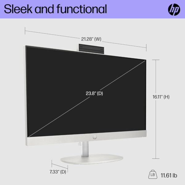 HP 23.8 inch All-in-One Desktop PC, FHD Display, AMD Athlon Silver 7120U, 8 GB RAM, 256 GB SSD, AMD Radeon Graphics, Windows 11 Home, 24-cr0010 (2023) - Image 5