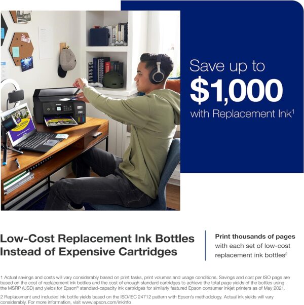 Epson EcoTank ET-2800 Wireless Color All-in-One Cartridge-Free Supertank Printer with Scan and Copy â€“ The Ideal Basic Home Printer - Black, Medium - Image 3