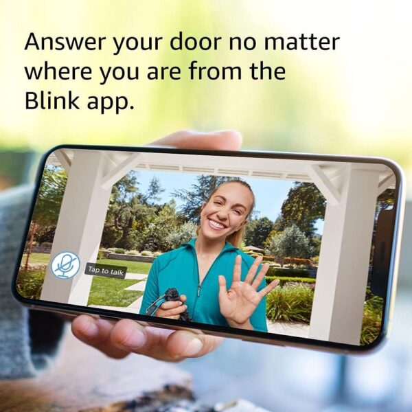 Blink Video Doorbell | Two-way audio, HD video, motion and chime app alerts and Alexa enabled — wired or wire-free (Black) - Image 3