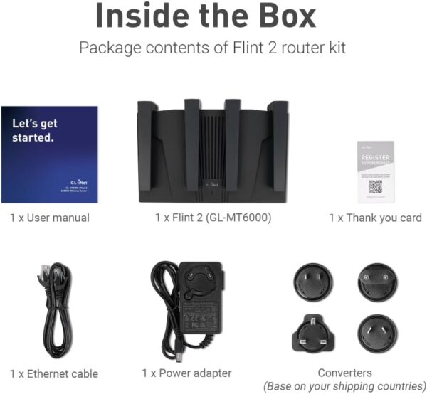 GL.iNet GL-MT6000(Flint 2) WiFi 6 Router with Wide Coverage, High-Speed Gaming Router, 2 x 2.5G Multi-Gig Ports+4 x 1G Ethernet Ports, Mass Device Connectivity, Rapid OpenVpn & WireGuard, 802.11ax - Image 6