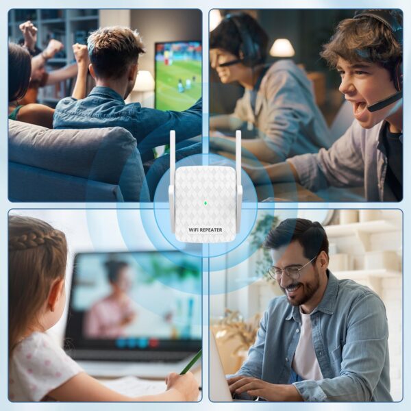 WiFi Extender Signal Booster, Internet Wireless Repeater for Home Coverage up to 10000sq.ft and 35 Devices, 1200Mbps WiFi Booster with Ethernet Port, Dual Band 2.4G/5G, 4 Antennas - Image 6