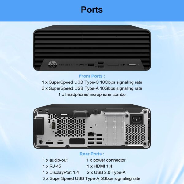 HP ProDesk 400 G9 Small Form Factor Business Desktop, Intel i7-12700 Processor, 32GB RAM, 1TB PCIe SSD, Wi-Fi 6, HDMI, Type-C, RJ-45, Display Port, Wired KB and Mouse, Windows 11 Pro, Black - Image 4