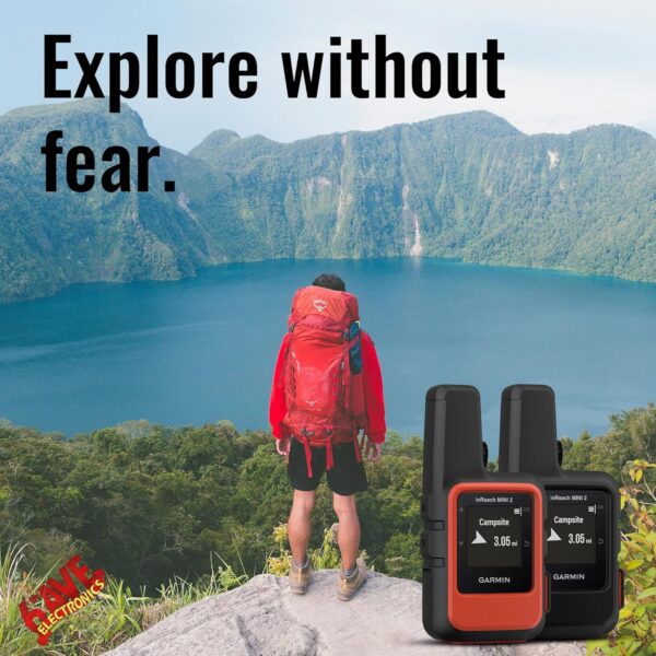 Garmin inReach Mini 2 Satellite Communicator, Lightweight Compact Rugged Design, Portable GPS Handheld for Hiking, Two-Way Text Messaging Device Bundle with Accessories (Flame Red) - Image 4