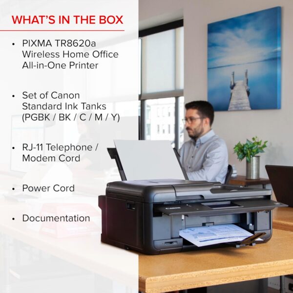 Canon PIXMA TR8620a - All-in-One Printer Home Office|Copier|Scanner|Fax|Auto Document Feeder | Photo, Document | Airprint (R), Android, Black, Works with Alexa - Image 9