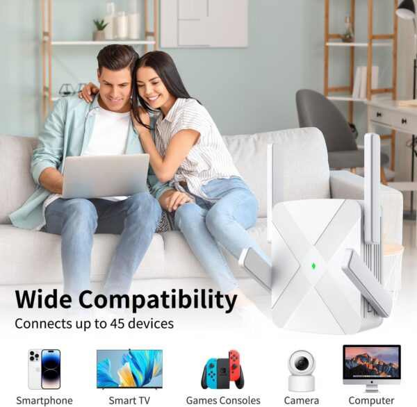 2024 Release WiFi Extender, WiFi Extender Signal Booster for Home Cover up to 10000sq.ft & Dual Band 2.4G&5G Advanced Technology, 1200Mbps WiFi Repeater with Ethernet Port up to 45 Devices - Image 7