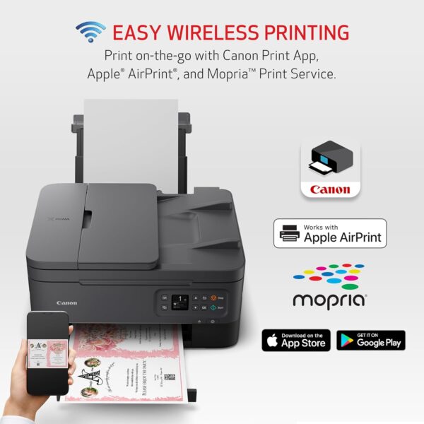 Canon PIXMA TR7020a All-in-One Wireless Color Inkjet Printer, with Duplex Printing, Mobile Printing, and Auto Document Feeder, Black, Works with Alexa - Image 5