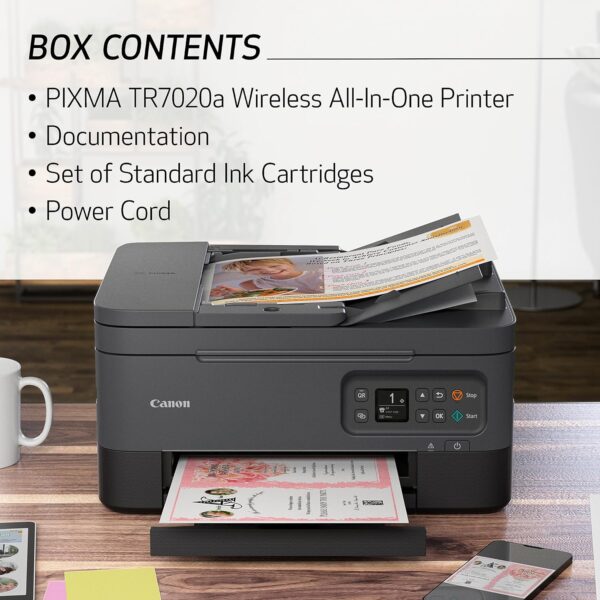 Canon PIXMA TR7020a All-in-One Wireless Color Inkjet Printer, with Duplex Printing, Mobile Printing, and Auto Document Feeder, Black, Works with Alexa - Image 7