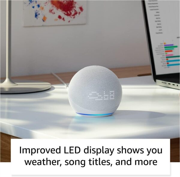 Certified Refurbished Echo Dot (5th Gen, 2022 release) with clock | Smart speaker with clock and Alexa | Glacier White - Image 4