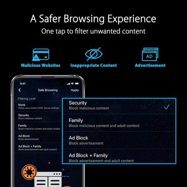 ASUS RT-AXE7800 Tri-band WiFi 6E (802.11ax) Router, 6GHz Band, ASUS Safe Browsing, Upgraded Network Security, Instant Guard, Built-in VPN Features, Parental Controls, 2.5G Port, AiMesh Support - Image 8