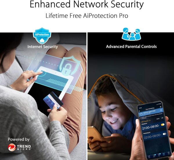 ASUS RT-AXE7800 Tri-band WiFi 6E (802.11ax) Router, 6GHz Band, ASUS Safe Browsing, Upgraded Network Security, Instant Guard, Built-in VPN Features, Parental Controls, 2.5G Port, AiMesh Support - Image 9