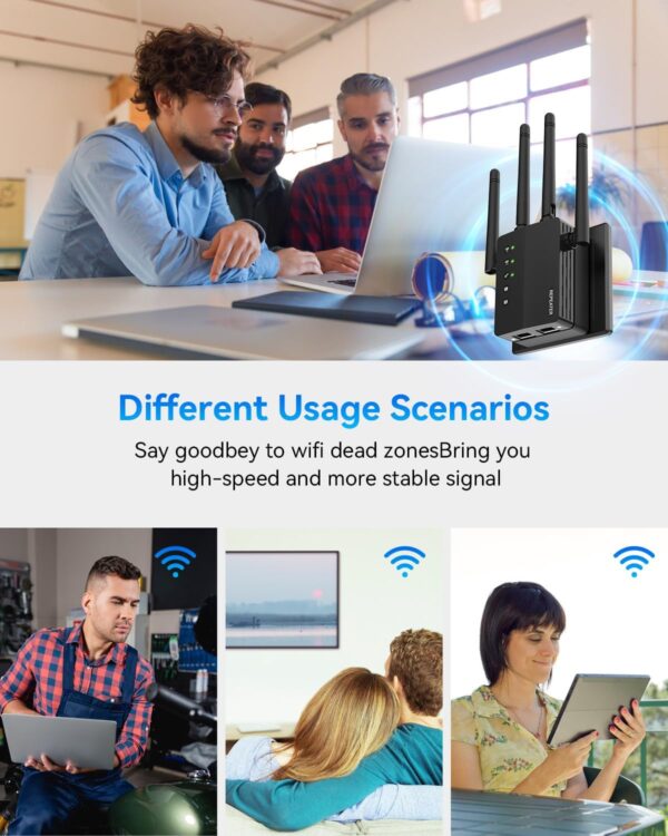 WiFi Extender Signal Booster with Dual Band 5GHz/2.4GHz, WiFi Booster Up to 12880 Sq. ft and 105 Devices, WiFi Booster with Ethernet Port, WiFi Extenders Signal Booster for Home and Outdoors - Image 4