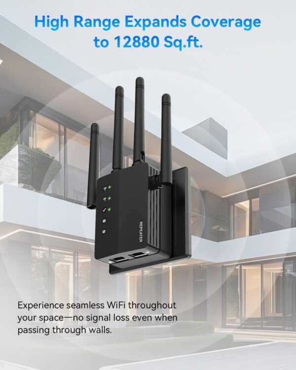 WiFi Extender Signal Booster with Dual Band 5GHz/2.4GHz, WiFi Booster Up to 12880 Sq. ft and 105 Devices, WiFi Booster with Ethernet Port, WiFi Extenders Signal Booster for Home and Outdoors - Image 5