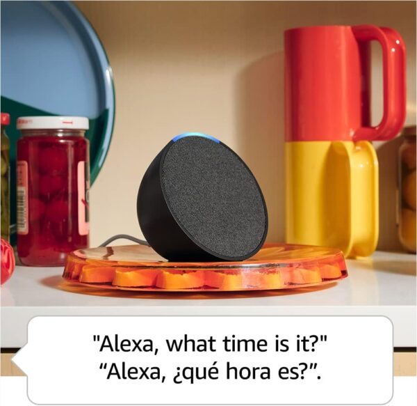 Echo Pop , Full sound compact smart speaker with Alexa , International Version with US Power Adaptor , Charcoal - Image 5