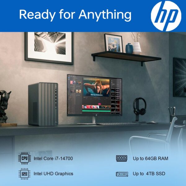 HP Newest Envy Intel i7 Premium Tower Desktop, Intel i7-14700 (Beats Intel i9-12900), 64GB RAM, 2TB SSD, Wi-Fi 6, SD Card Reader, Windows 11 Pro, Black, with ADATA 512 External SSD Bundle - Image 4