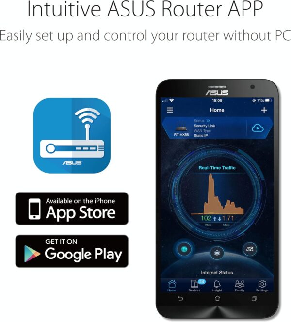 ASUS RT-AX1800S Dual Band WiFi 6 Extendable Router, Subscription-Free Network Security, Parental Control, Built-in VPN, AiMesh Compatible, Gaming & Streaming, Smart Home - Image 4