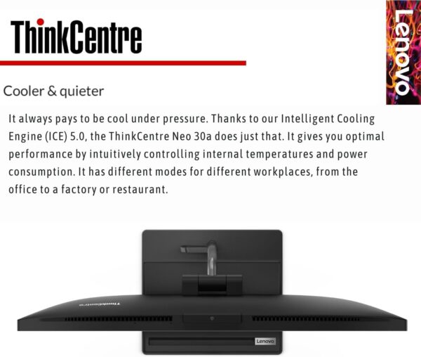 Lenovo ThinkCentre All-in-One Business Computer, 23.8" FHD Display, 12th Gen Intel 6-Core Processor, 32GB RAM, 1TB PCIe SSD, Wi-Fi, HDMI, Webcam, DVD-RW, Windows 11 Pro - Image 3