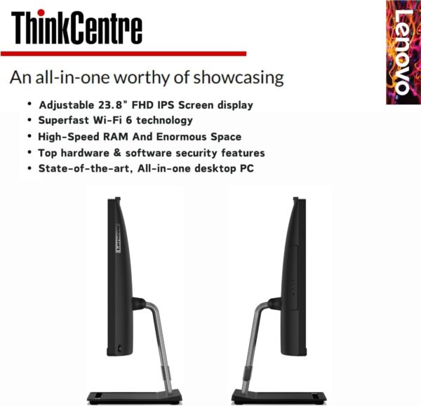 Lenovo ThinkCentre All-in-One Business Computer, 23.8" FHD Display, 12th Gen Intel 6-Core Processor, 32GB RAM, 1TB PCIe SSD, Wi-Fi, HDMI, Webcam, DVD-RW, Windows 11 Pro - Image 4