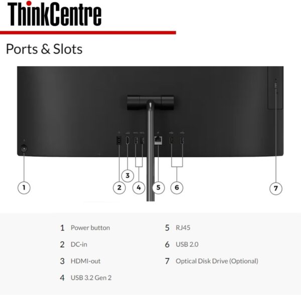 Lenovo ThinkCentre All-in-One Business Computer, 23.8" FHD Display, 12th Gen Intel 6-Core Processor, 32GB RAM, 1TB PCIe SSD, Wi-Fi, HDMI, Webcam, DVD-RW, Windows 11 Pro - Image 5