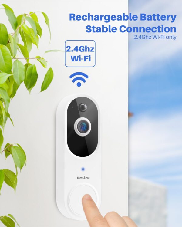Wireless 2.4G WiFi Home Security 1080P Video doorbell Camera, Two-Way Audio, IP65waterproof, Motion Detection and Human Detection, IR Night Vision, Family Sharing, with Two Indoor Chime - Image 5