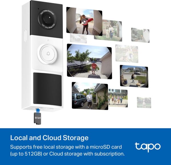 TP-Link Tapo Smart Video Doorbell Camera Wireless with Chime, 2K with Full Color Night Vison & Spotlights, No Monthly Fee, Ring Call, 160° Ultra-Wide View, Free AI Detection, Local Storage (D210) - Image 4
