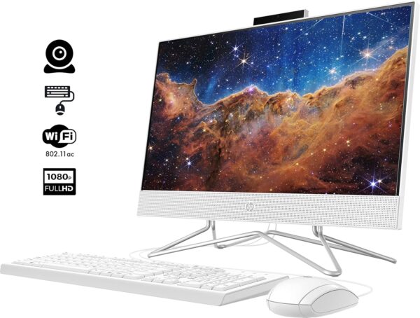 HP 2022 Newest All-in-One Desktop, 21.5" FHD Display, Intel Celeron J4025 Processor, 8GB RAM, 256GB PCIe SSD, Webcam, WiFi, HDMI, RJ-45, Wired Keyboard&Mouse, Windows 11 Home, White - Image 4