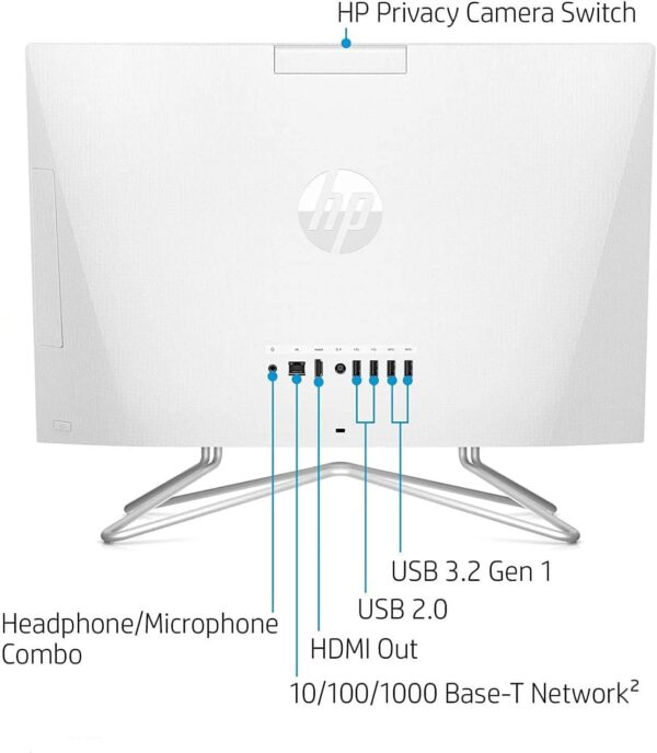HP 2022 Newest All-in-One Desktop, 21.5" FHD Display, Intel Celeron J4025 Processor, 8GB RAM, 256GB PCIe SSD, Webcam, WiFi, HDMI, RJ-45, Wired Keyboard&Mouse, Windows 11 Home, White - Image 6