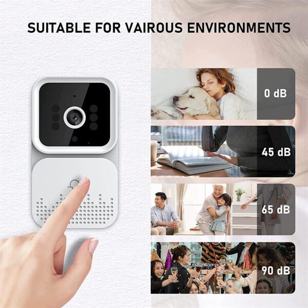 Video Doorbell with Chime,Cloud Storage, 2-Way Audio,Home Intercom HD Night Vision WiFi Security Doorbell(White ,M6-pro) - Image 3