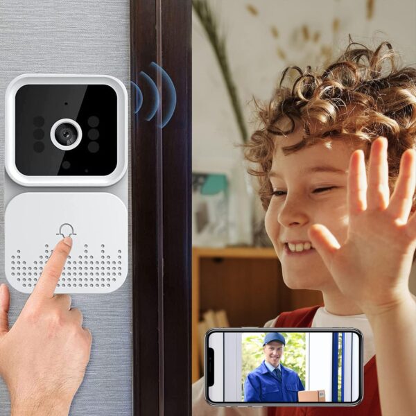 Video Doorbell with Chime,Cloud Storage, 2-Way Audio,Home Intercom HD Night Vision WiFi Security Doorbell(White ,M6-pro) - Image 8