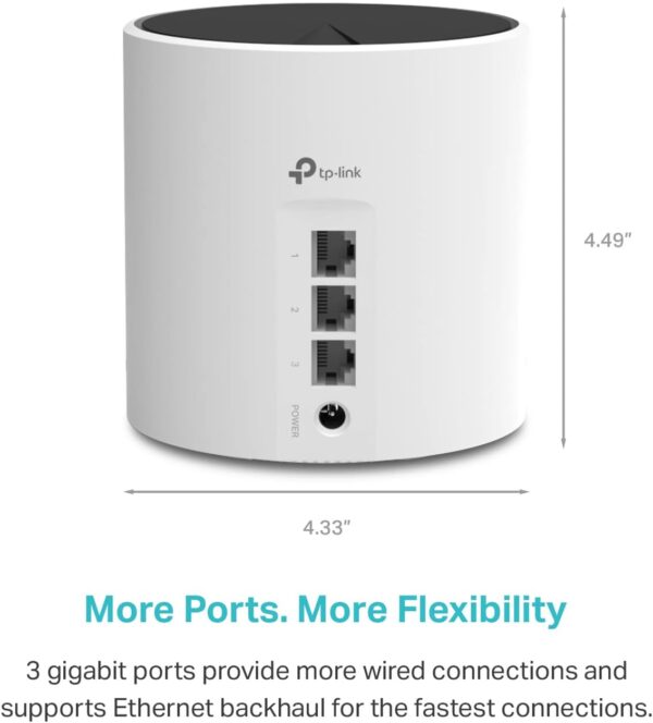 TP-Link Deco AX3000 WiFi 6 Mesh System Deco X55- Covers up to 2500 Sq.Ft., Replaces Wireless Router and Extender, 3 Gigabit Ports, Supports Ethernet Backhaul(1-Pack) - Image 3