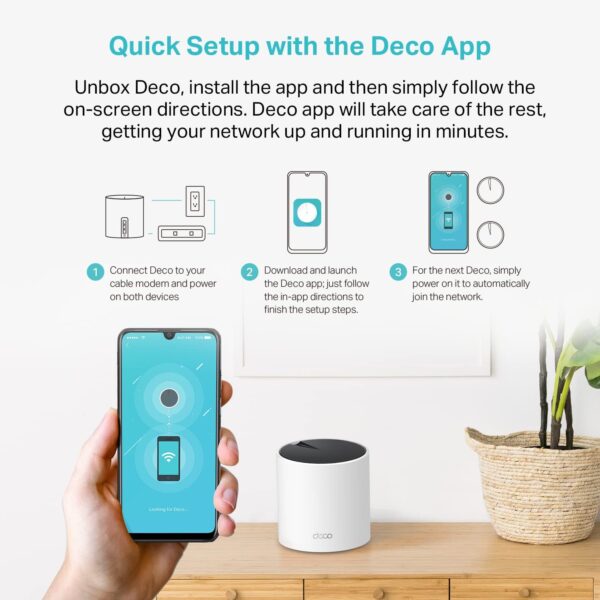 TP-Link Deco AX3000 WiFi 6 Mesh System Deco X55- Covers up to 2500 Sq.Ft., Replaces Wireless Router and Extender, 3 Gigabit Ports, Supports Ethernet Backhaul(1-Pack) - Image 6