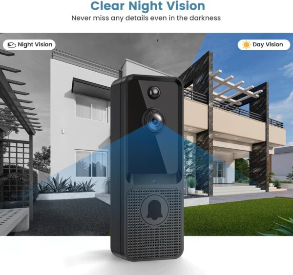 CutePanda Video Doorbell Camera Wireless, Chime Ringer Included, Smart AI Human Detection, Indoor Outdoor Surveillance, 2.4G WiFi, Live View, 2-Way Audio, Night Vision, Cloud Storage - Image 3