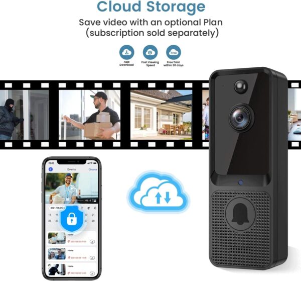 CutePanda Video Doorbell Camera Wireless, Chime Ringer Included, Smart AI Human Detection, Indoor Outdoor Surveillance, 2.4G WiFi, Live View, 2-Way Audio, Night Vision, Cloud Storage - Image 8