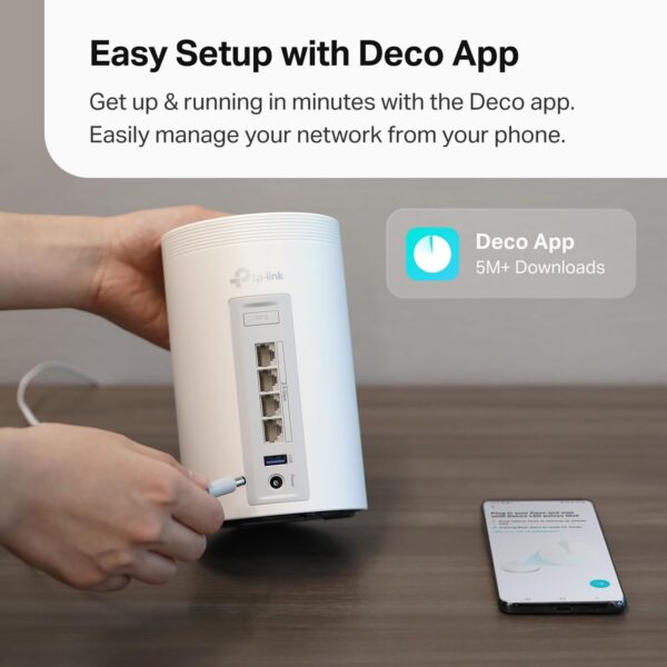 TP-Link Tri-Band WiFi 7 BE10000 Whole Home Mesh System (Deco BE63) | 6-Stream 10 Gbps | 4 × 2.5G Ports Wired Backhaul, 4× Smart Internal Antennas | VPN, AI-Roaming, MU-MIMO, HomeShield (1-Pack) - Image 6