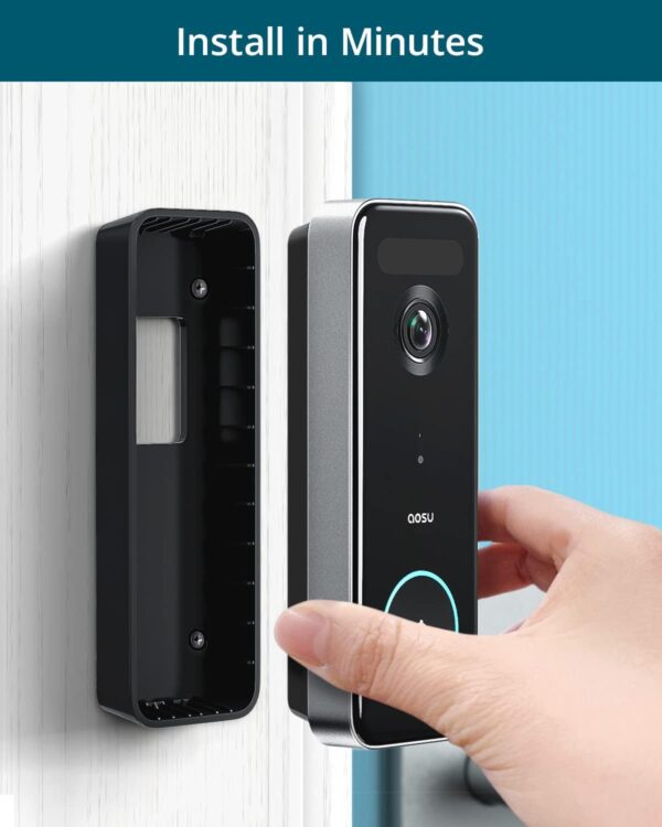 AOSU Doorbell Camera Wireless, 5MP Ultra HD, No Monthly Fee, 2.4/5 GHz WiFi Video Doorbell with Homebase, Battery/Wired Powered, Work with Alexa & Google Assistant - Image 6