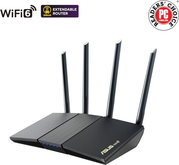ASUS RT-AX1800S Dual Band WiFi 6 Extendable Router, Subscription-Free Network Security, Parental Control, Built-in VPN, AiMesh Compatible, Gaming & Streaming, Smart Home - Image 2