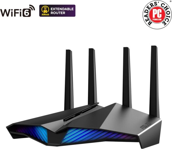 ASUS RT-AX82U (AX5400) Dual Band WiFi 6 Extendable Gaming Router, Gaming Port, Mobile Game Mode, Aura RGB, Included AiProtection Pro Security, Instant Guard, VPN, AiMesh Compatible - Image 2