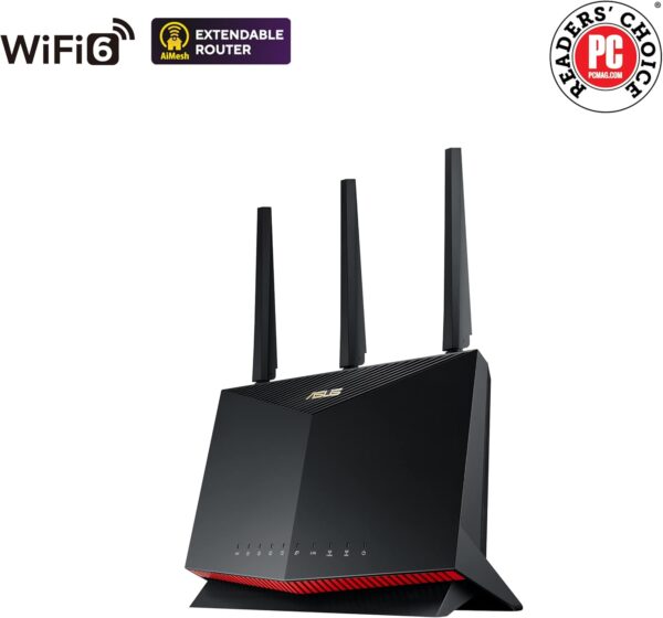 ASUS RT-AX86U Pro (AX5700) Dual Band WiFi 6 Extendable Gaming Router, 2.5G Port, Gaming Port, Mobile Game Mode, Port Forwarding, Subscription-free Network Security, VPN, AiMesh Compatible - Image 2