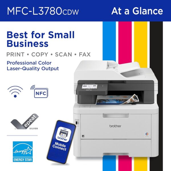 Brother MFC-L3780CDW Wireless Digital Color All-in-One Printer with Laser Quality Output, Single Pass Duplex Copy & Scan | Includes 2 Month Refresh Subscription Trial ¹ Amazon Dash Replenishment Ready - Image 2