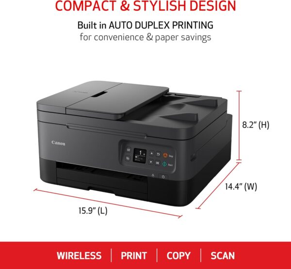Canon PIXMA TR7020a All-in-One Wireless Color Inkjet Printer, with Duplex Printing, Mobile Printing, and Auto Document Feeder, Black, Works with Alexa - Image 2