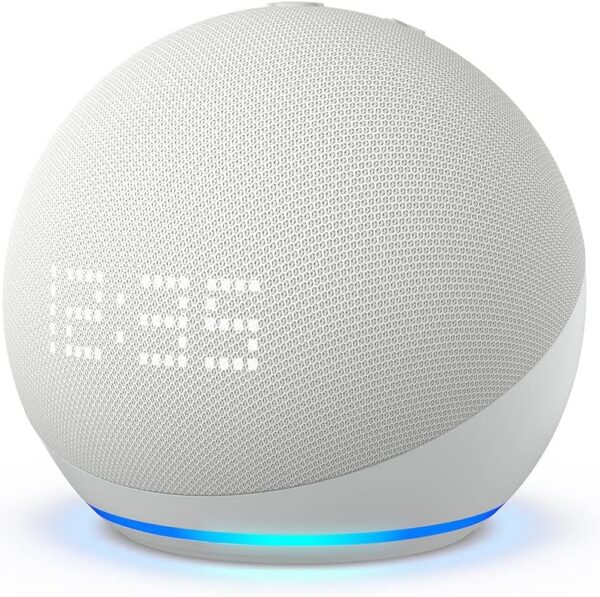 Certified Refurbished Echo Dot (5th Gen, 2022 release) with clock | Smart speaker with clock and Alexa | Glacier White - Image 2