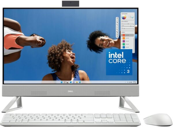 Dell Inspiron 5430 All in One Desktop - 23.8-inch FHD (1920 x 1080) Display, Intel Core 3-100U, 8GB DDR4 RAM, 512GB SSD, Intel Graphics, Windows 11 Home, Onsite Service - White