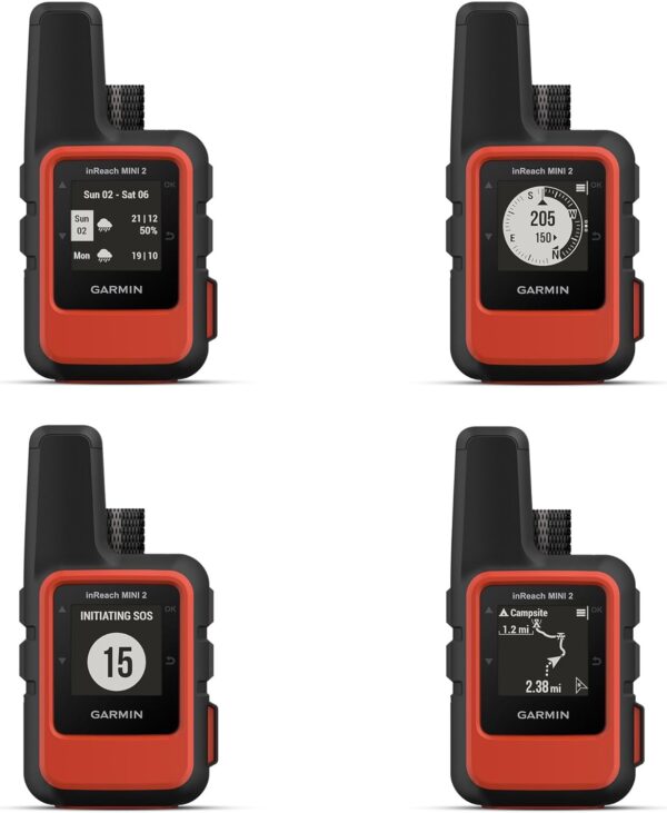 Garmin inReach Mini 2 Satellite Communicator, Lightweight Compact Rugged Design, Portable GPS Handheld for Hiking, Two-Way Text Messaging Device Bundle with Accessories (Flame Red) - Image 2