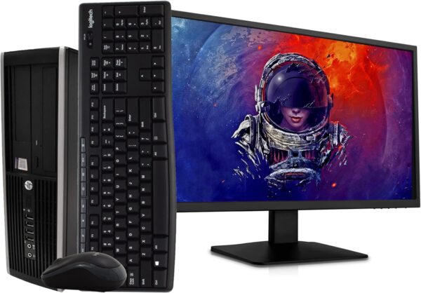HP Elite Desktop PC Computer | Intel Quad-Core i5 | 8GB Ram | 1TB HDD | 24 Inch LCD Monitor (1080p HDMI) | Wireless Keyboard and Mouse | WiFi + Bluetooth | Windows 10 (6200) (Renewed)